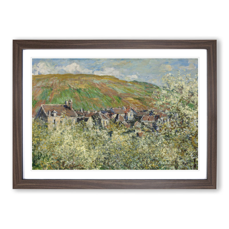 Flowering Plum Trees by Claude Monet - Picture Frame Painting, Walnut Framed, 27cm H x 36cm W x 2cm D