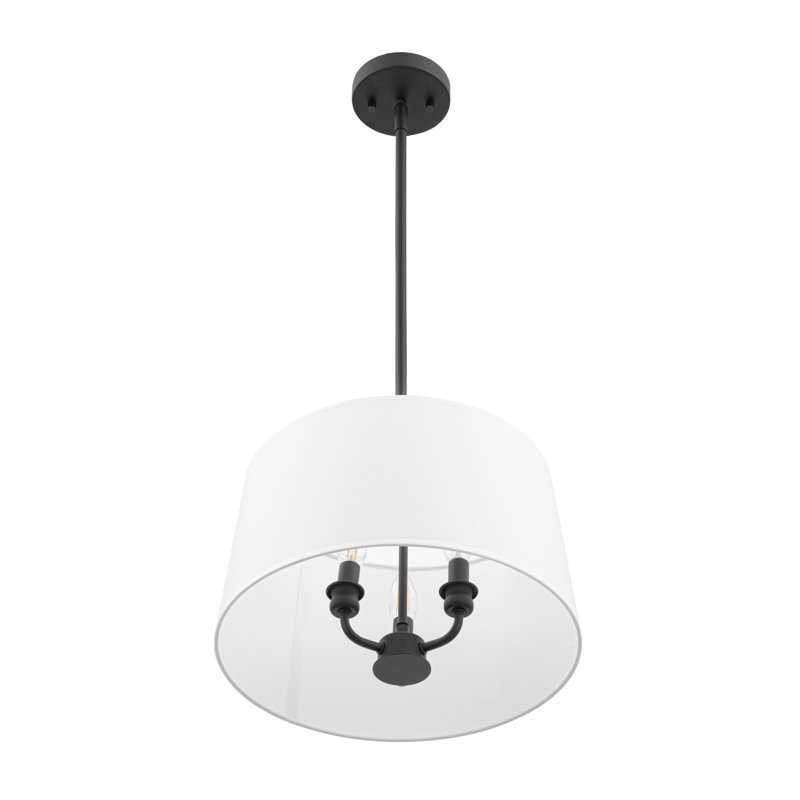 Billet 3-Light Convertible Pendant/Semi-Flush with Fabric Shades, Matte Black