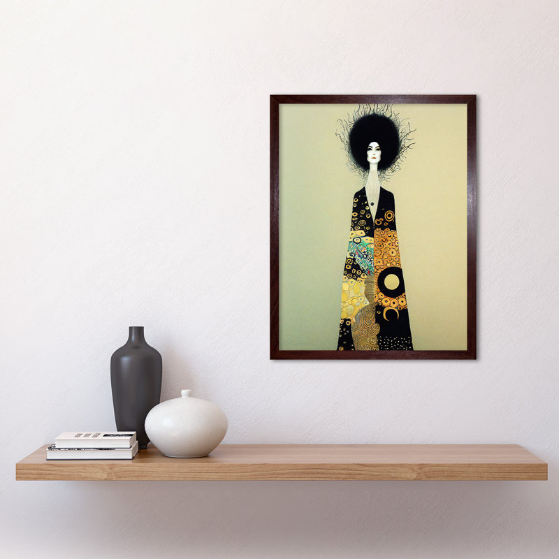 Portrait Woman Gustav Klimt Style Dress - Print, Brown Framed Paper, 43cm H x 33cm W