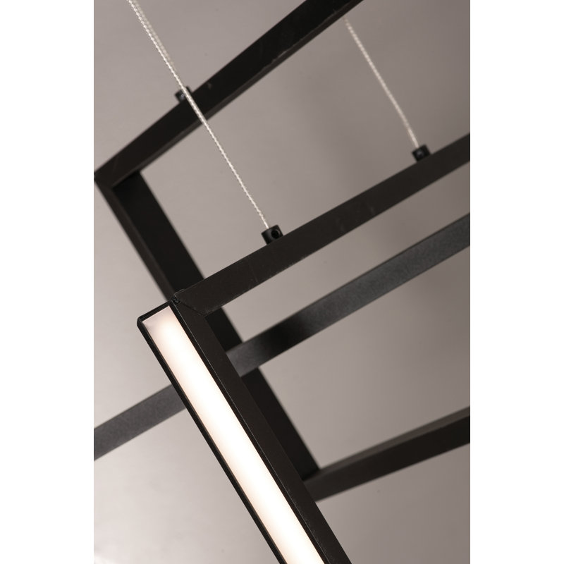 Luminaire suspendu rectangulaire unique à 3 lumières Aiona, Noir