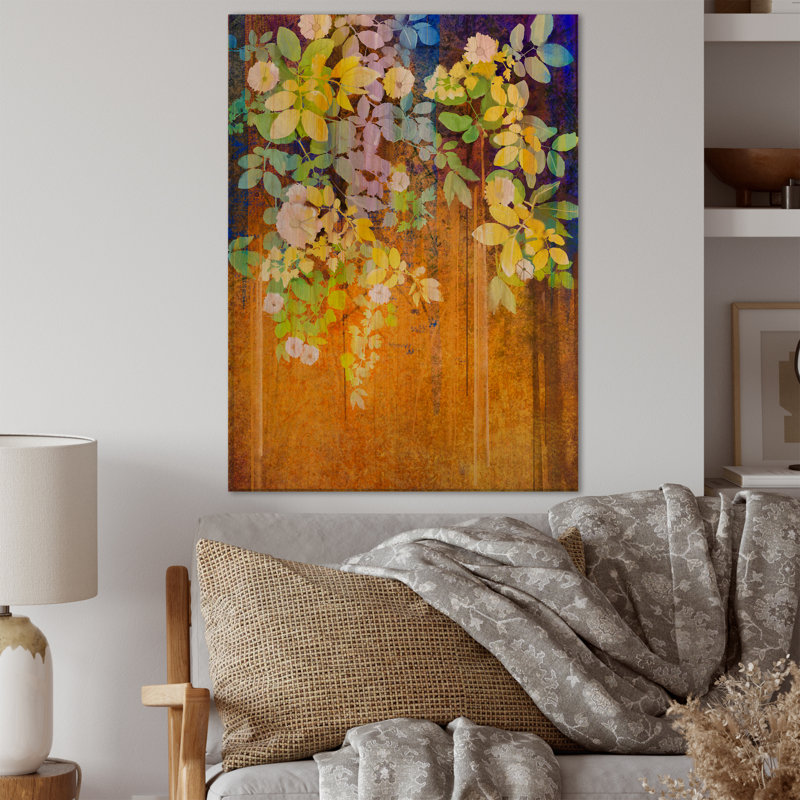 Pétales de printemps grunge - peinture, Cadre photo noir, H 20 po x l 12 po x P 1 po