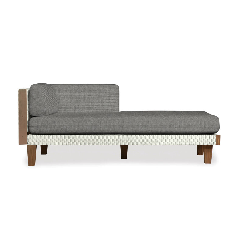 Catalina Outdoor Teak Chaise Lounge, Sailcloth Seagull, Ivory