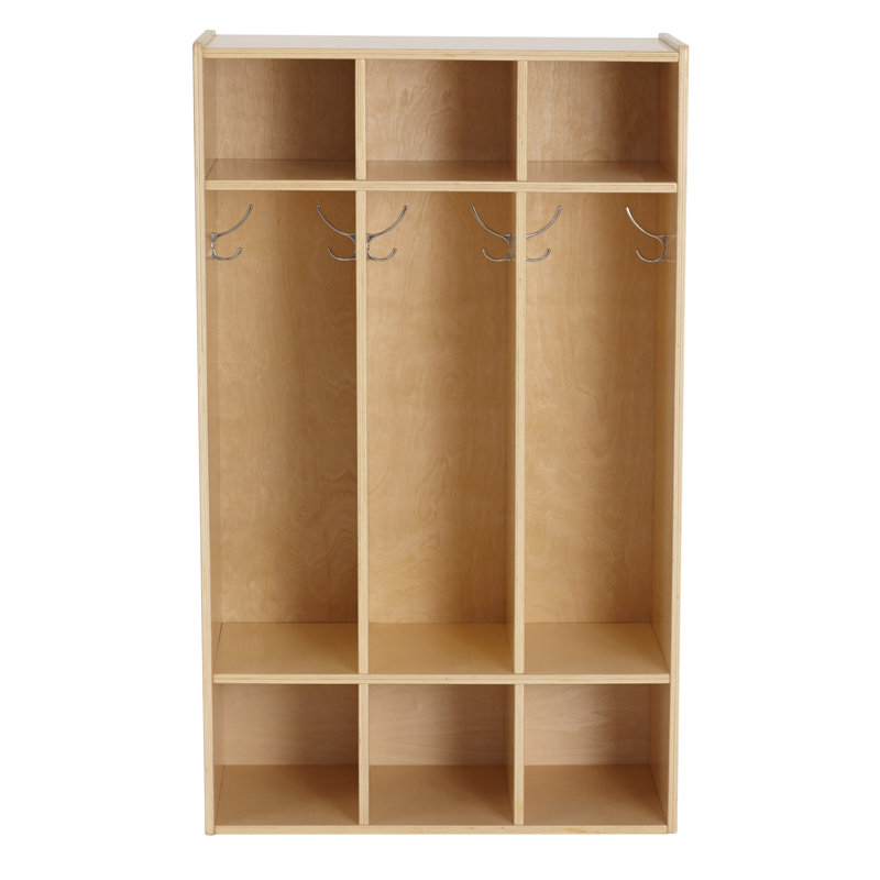 Natural Birch 48" 3-Section Coat Locker with Cubbies
