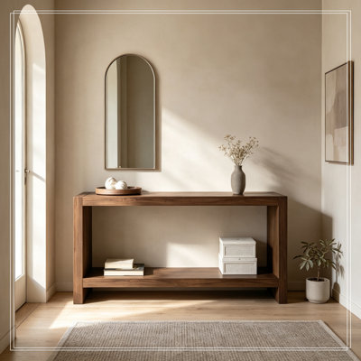 Console à 2 niveaux avec espace de rangement ouvert