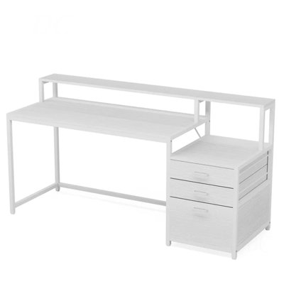 Bureau d'écriture robuste, bureau spacieux, bureau d'ordinateur à deux niveaux