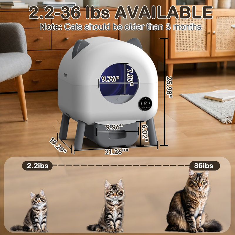 Robot pour bac à litière pour chat, bac à litière autonettoyant pour chat avec contrôle de l'application et élimination des odeurs pour plusieurs chats
