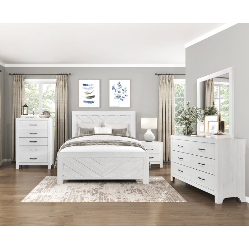 White Finish Full Size Panel Bed For Serene Bedroom Modern Furniture In And Wood Style, Full, White