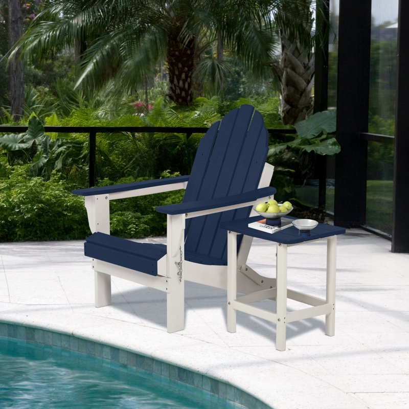 Erlich Rectangular Outdoor Side Table , 14.6 " W 18 " D, Navy Blue