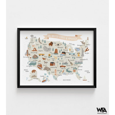 Reproduction de carte des États-Unis d'Amérique, art mural carte encadrée des États-Unis, art mural des États-Unis, impression de carte moderne, impressions d'art, art mural encadré