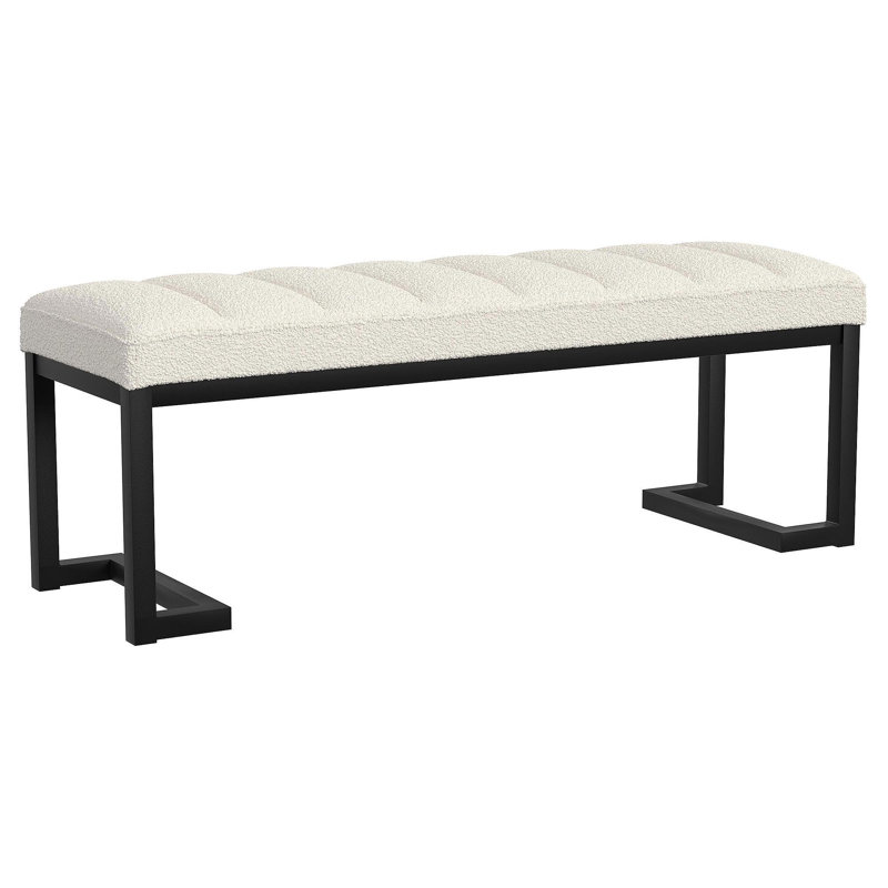 Banc rembourré capitonné Mira Vanilla Boucle