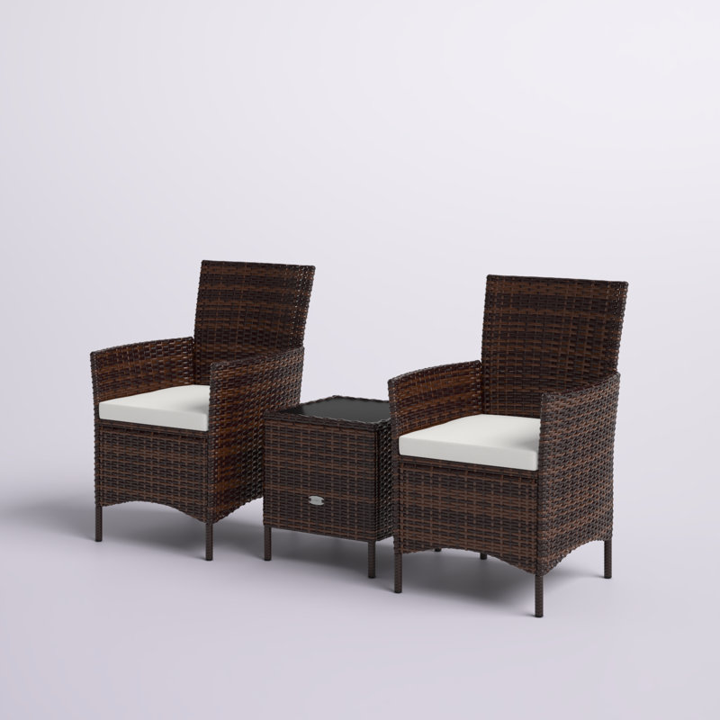 2 - Person Patio Conversation Set with Cushions, White
