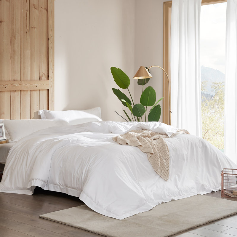 Sassi Di Matera Cotton Duvet Cover, White Italian Stitch Nocciola