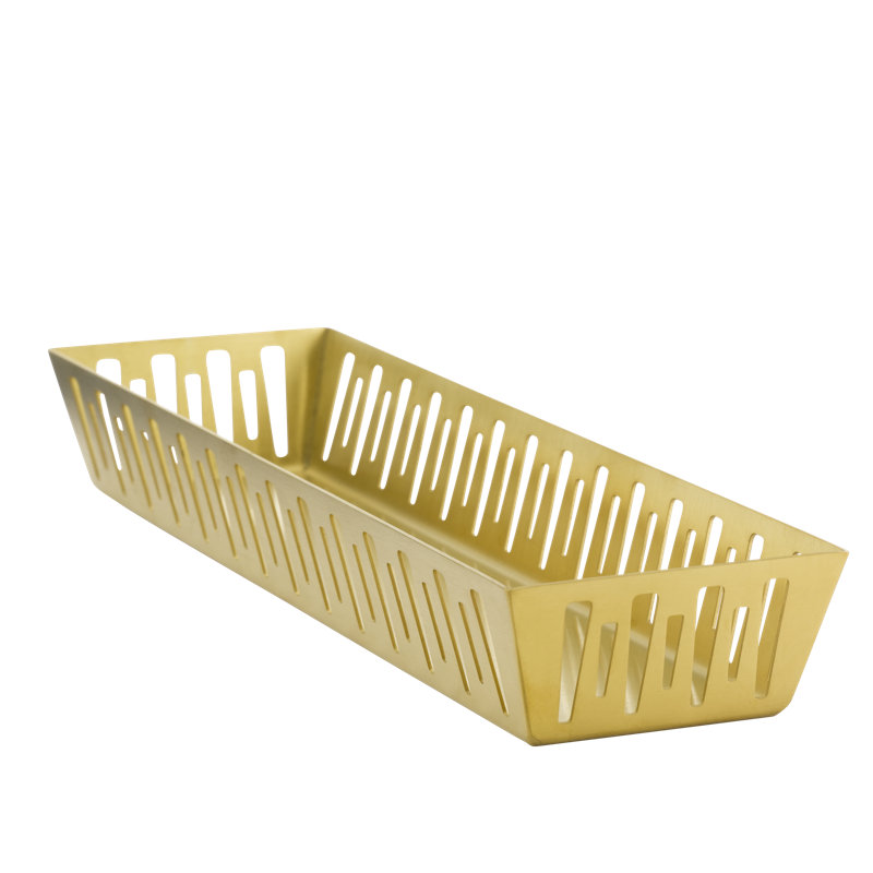 Panier rectangulaire étroit en acier inoxydable, Doré