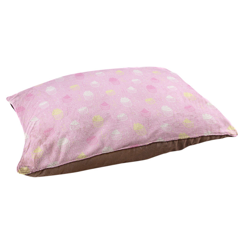 Coussin stylisé pour chat pastel petits gâteaux Byrge, L 14 po x l 42,50 po, Rose / Jaune