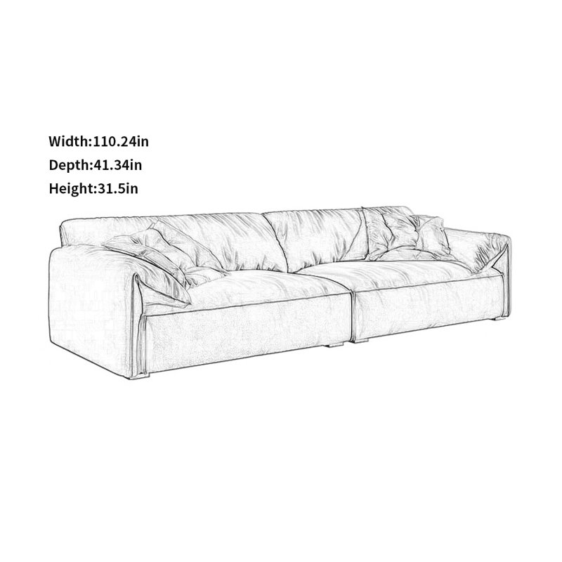 Canapé moderne et simple et créatif, Orange, H 41,34 po x l 110,24 po x P 31,5 po