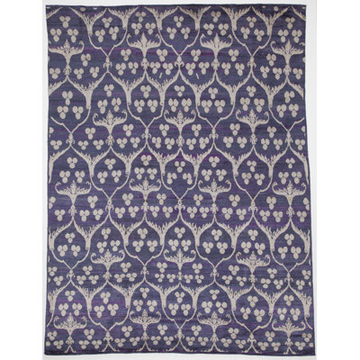 Rumi Hand-Knotted Silk Midnight Rug