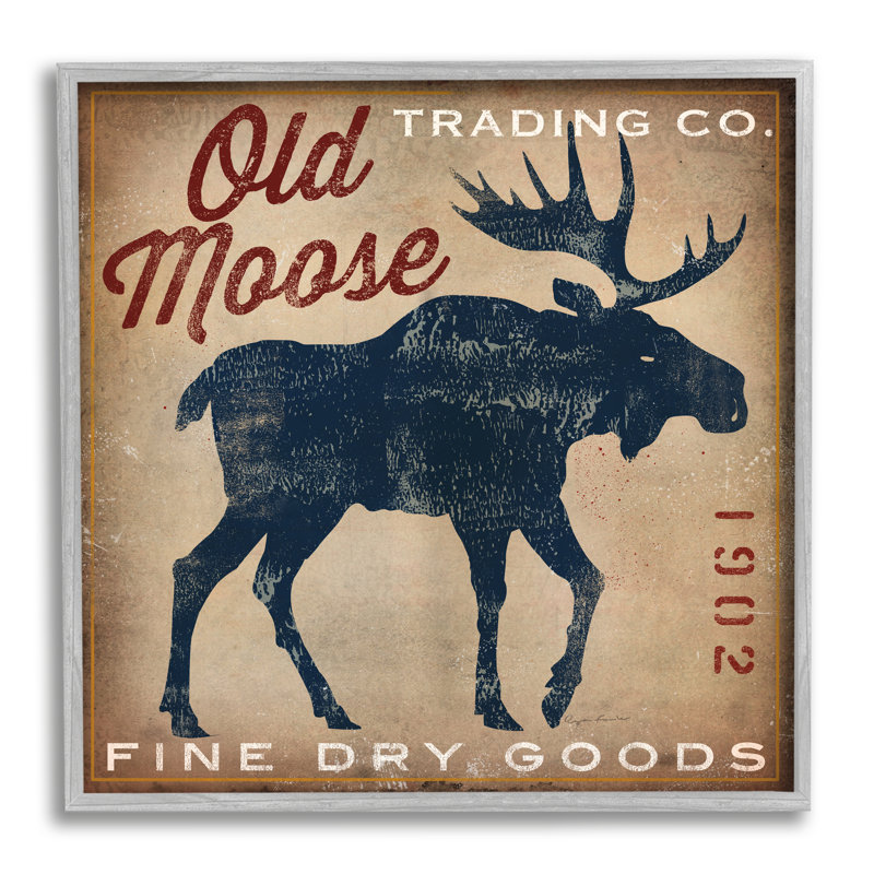 «Old Moose Trading Co.», estampe numérique texturée par Ryan Fowler, Giclée encadrée noir minuit