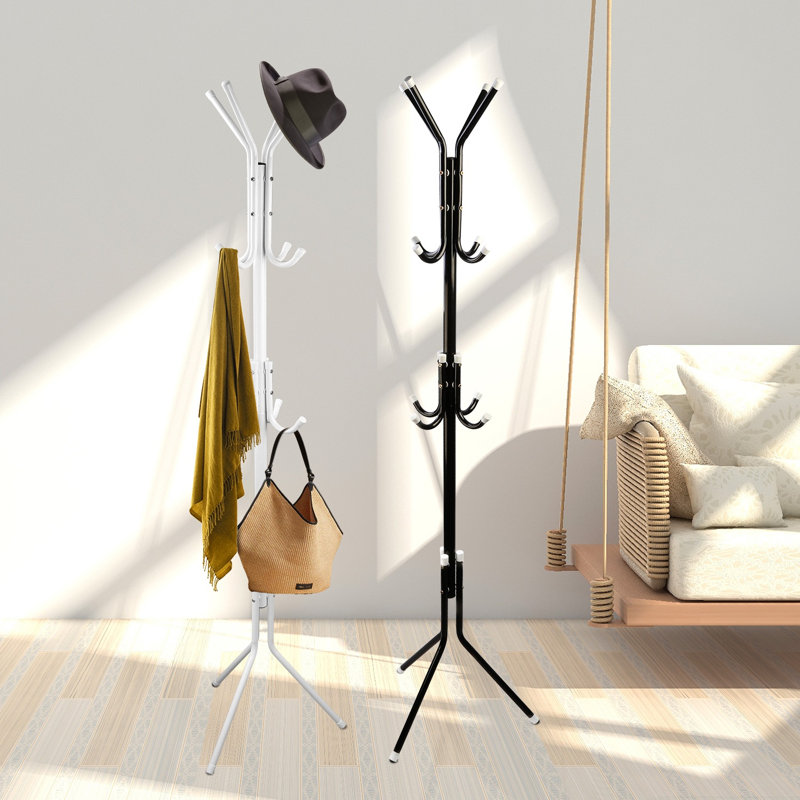 Porte-manteau sur pied 1 pièce, gain de place, 175 cm (68,9 po) - Acier noir