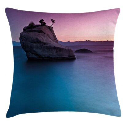 Bonsai Rock in Lake Tahoe Tropical Surreal Scenery Exotic Vivid Indoor / Outdoor 26"" Throw Pillow Cover -  Ambesonne, min_32628_26x26