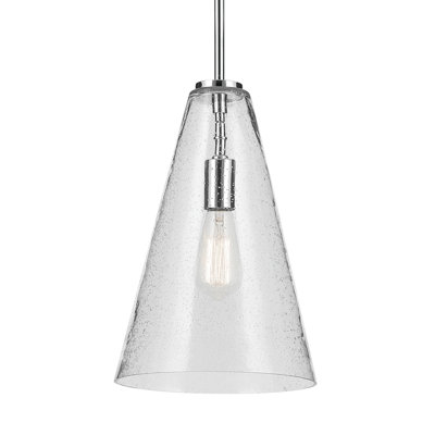 15.25" 1-Light Cone Pendant with Clear Seeded Glass