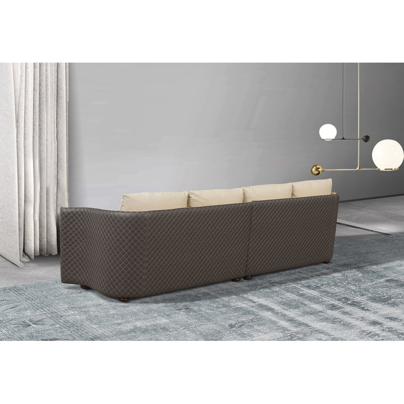 Makassar Sofa, Lite Gray/Taupe Genuine Leather
