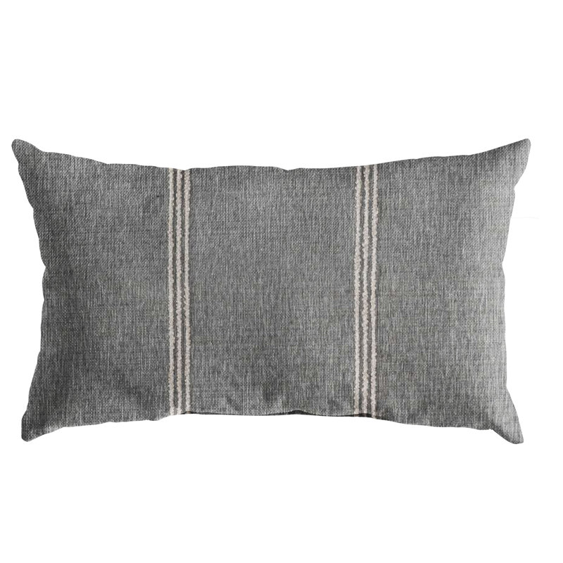 Coussin décoratif réversible intérieur / extérieur Longen Striped Sunbrella®, H 12 po x l 24 po, Brun clair