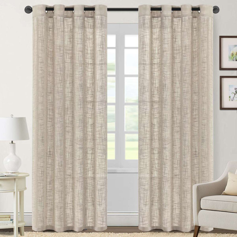 Linen Curtains Natural Linen Blended Curtains for Living Room Burlap Linen Textured Curtains Light Filtering Nickel Grommet Curtains Bedroom Curtains 2 Panel Sets Privacy Added