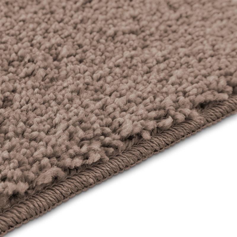 Small Non-Slip Bath Mat Rectangular Modern, Brown