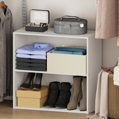 Organisateur de rangement pour garde-robe Tizian, organisateur de garde-robe à 2 niveaux, rangement pour garde-robe avec tablettes ouvertes, pour garde-robe, salle d'étude, couloir, blanc