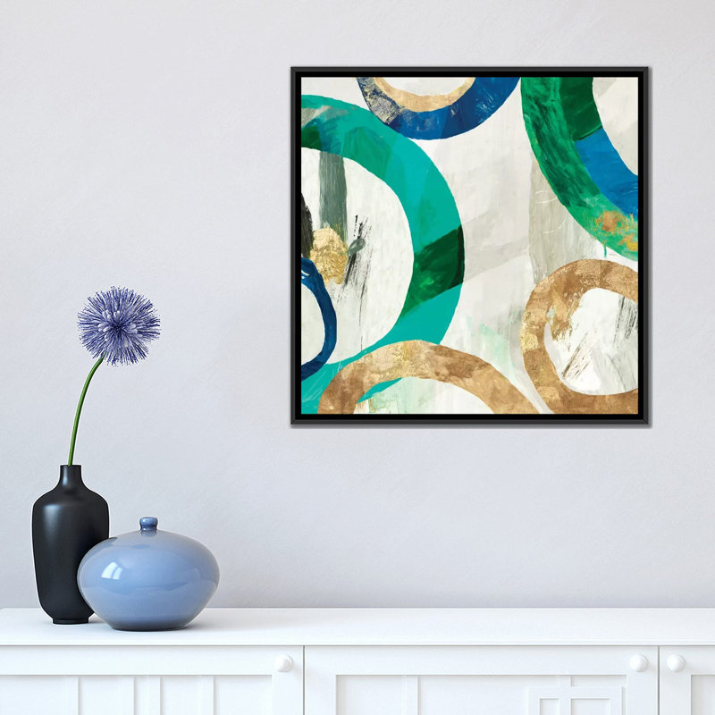 «Rings I», reproduction sur toile, H 18 po x l 18 po x P 1,5 po, Toile avec cadre noir, Pas de tapis