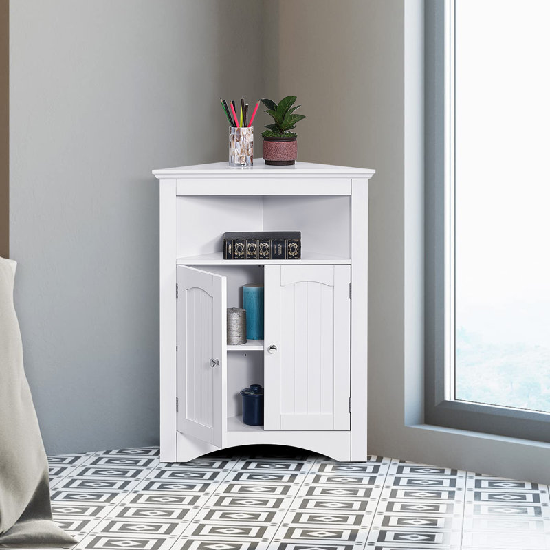 Lyazzat Modern style high quality corner storage cabinet with shelves for bedroom and living room, White