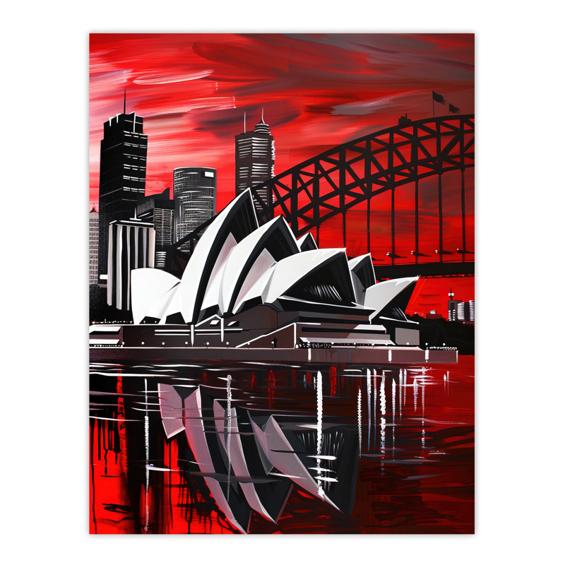 Sydney Opera House Dramatic Red NSW Wall Art Print