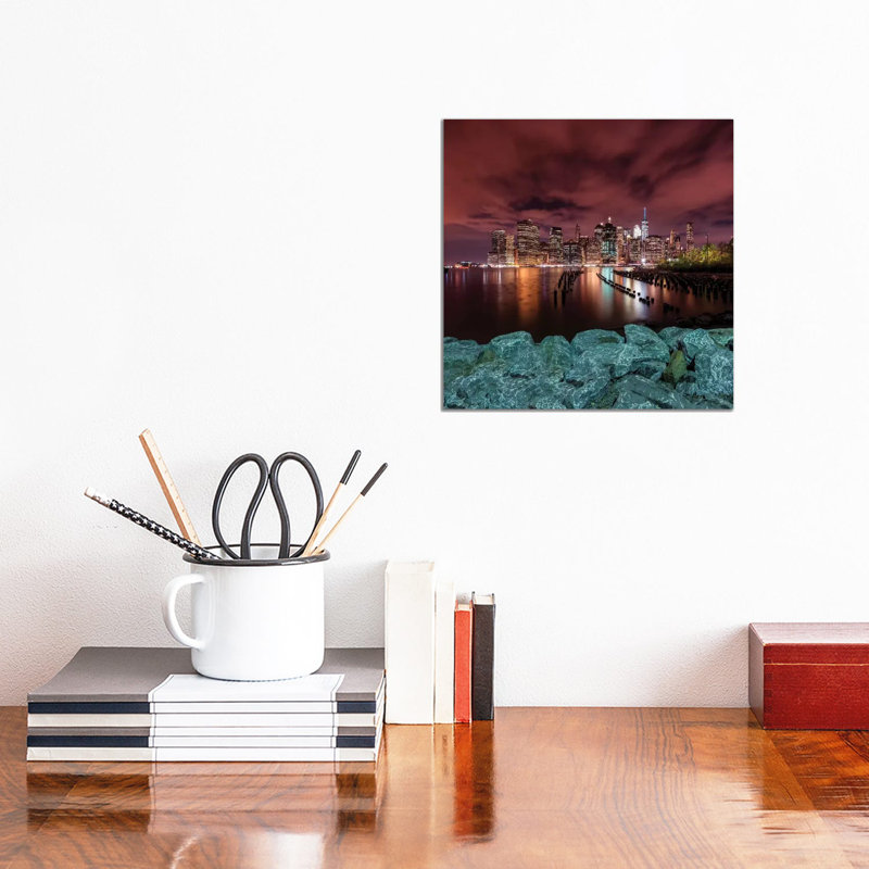 Manhattan Skyline Evening Atmosphere In New York City by Melanie Viola - Wrapped Canvas Print, 30.48 cm H x 30.48 cm W
