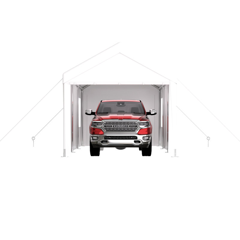Abri d'auto robuste 12 'X 20'. Fabrication en acier galvanisé, 2 portes et 4 fenêtres d'aération. Housse de protection, assemblage simple pour véhicule, bateau, abri d'auto avec garage. Portes,