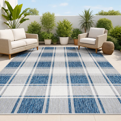 Tapis bleu marine / crème Sabine