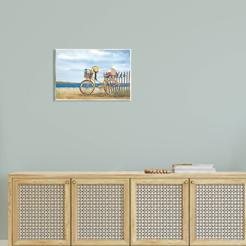 «Summer Bike Beach Day Waves», estampe numérique par John Rossini, H 13 po x l 19 po x P 0,5 po, Bois