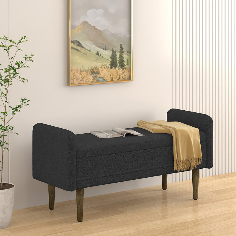 Tabouret de rangement en velours avec espace de rangement Teddy