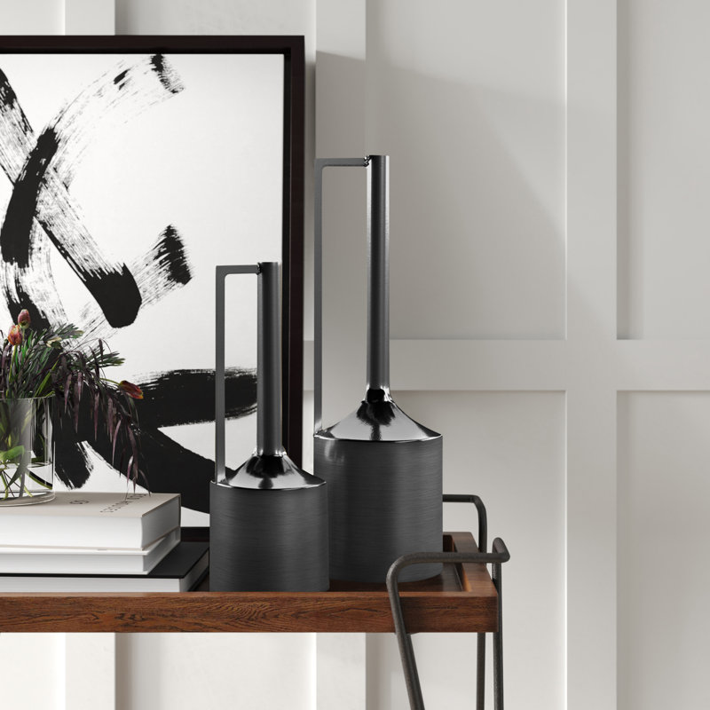 Ensemble de vases en métal avec poignées, Argent