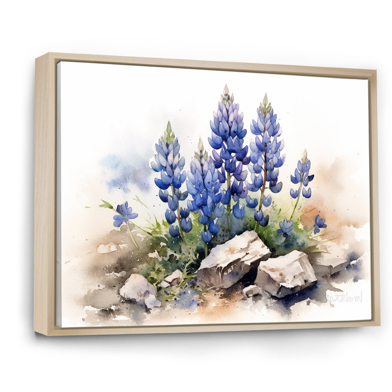 Lavande lys dans les Alpes sur toile, Cadre naturel flottant, H 12 po x l 20 po