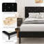 Lit plateforme simple tapissier simple avec tête de lit, support en lattes de bois, tissu noir, conception robuste, sans sommier, facile à assembler-698162930
