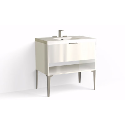 Modo 36" W Freestanding Single Bathroom Vanity with Dean Leg