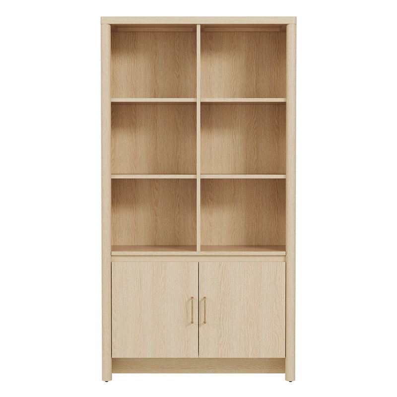 59.3" Tall Bookshelf With Storage Cabinet, Oak