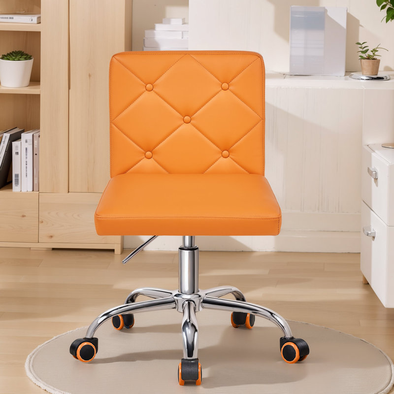 Lavdi Armless Office Desk Chair Modern Tufted Task Chair Faux Leather Upholstered Computer Chair with Adjustable Seat Height