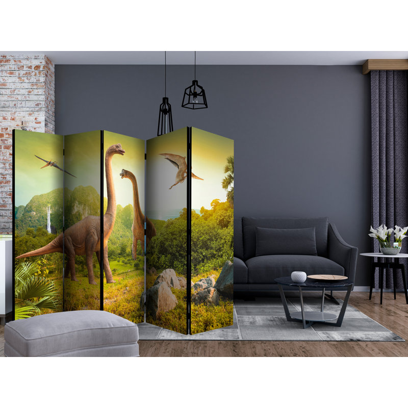 Graehme 225cm W x 172cm H 5 - Panel Solid Wood Folding Room Divider