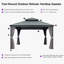 Pavillon de jardin permanent en aluminium avec toit double en acier galvanisé à toit rigide de 13 pi x 13 pi pourpre pour terrasse et jardin, rideaux et filet inclus, gris-95418146