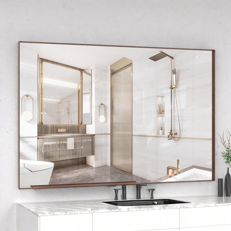 Miroir de salle de bain 60 po x 40 po, Noyer