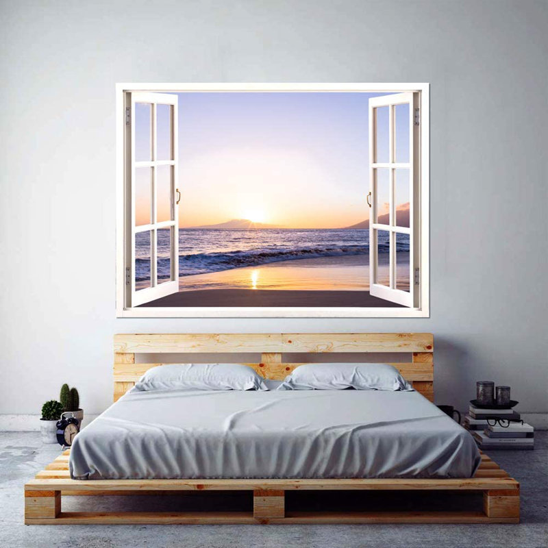 Murale coucher de soleil sur la plage, L 32 po x l 24 po