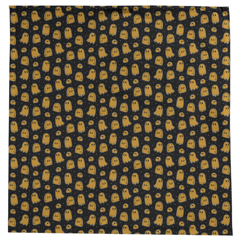 Nappe carrée à motif géométrique avicia, Noir / Orange