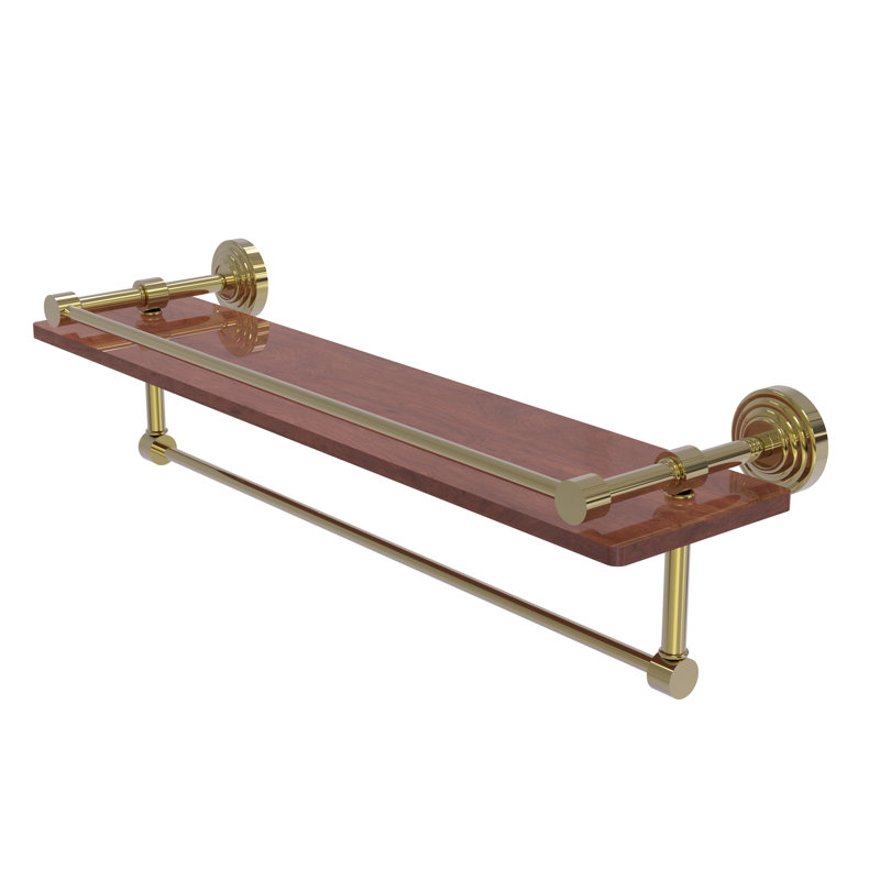 Beresford Bracket Shelf with Towel Bar, Unlacquered Brass, 5" H x 22" W x 5" D