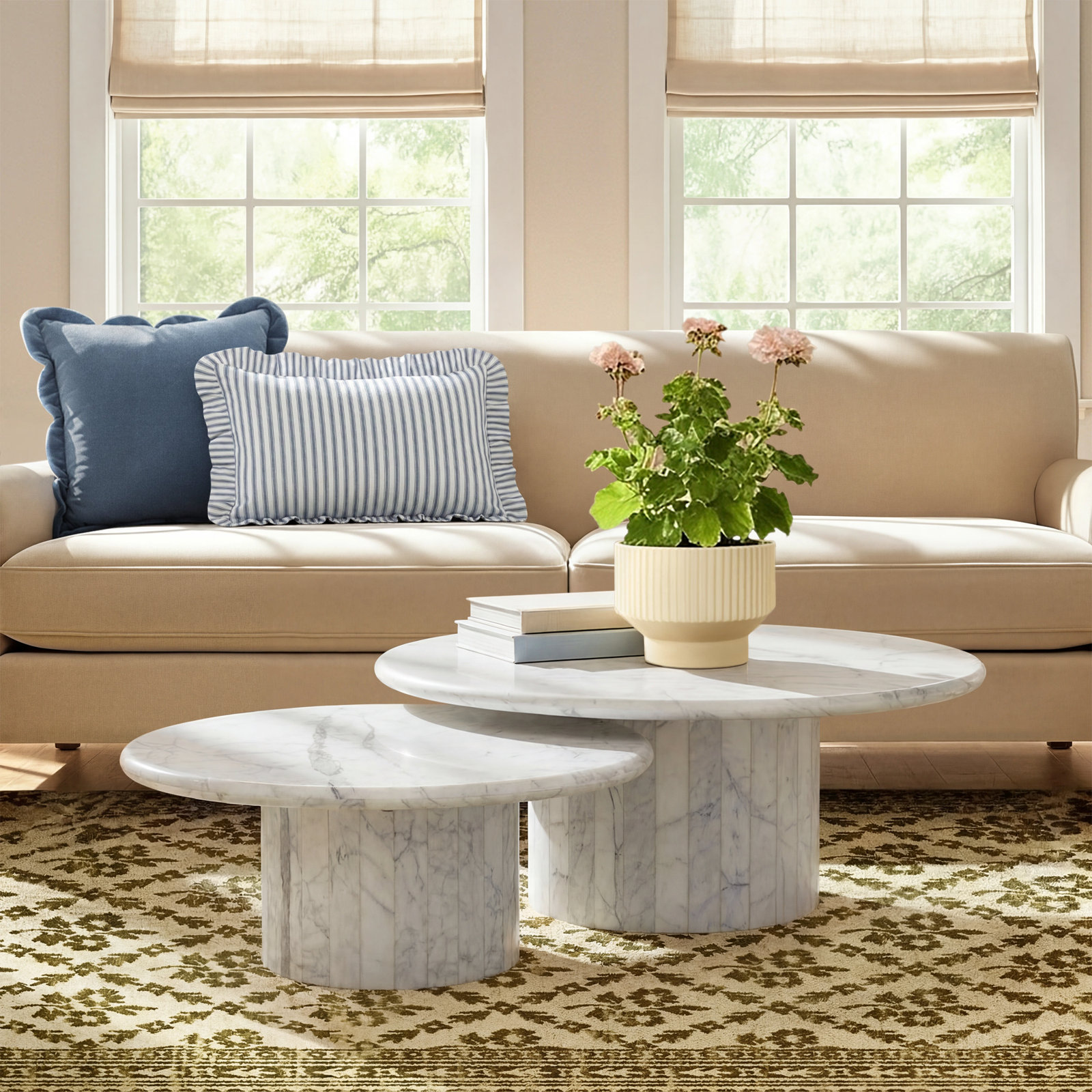 Brennan Coffee Tables, White Calacatta Marble